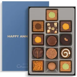 Hotel Chocolat Exquisitely Nutty H-box with Happy Anniversary Sleeve New