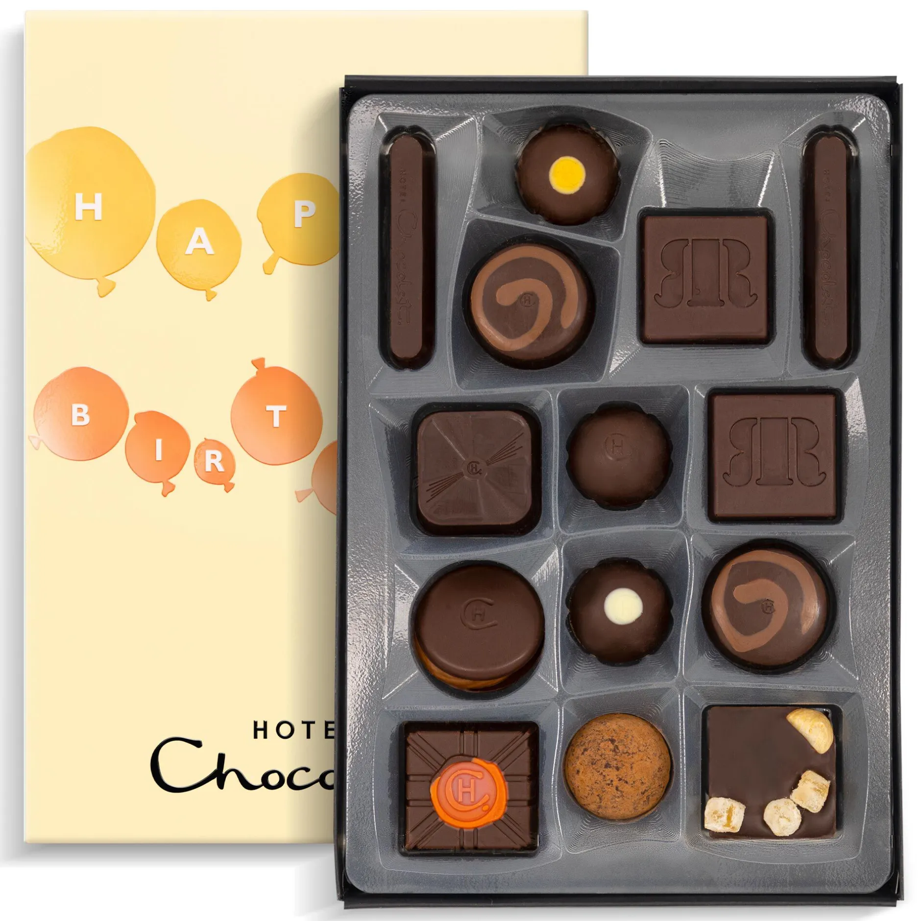 Hotel Chocolat Serious Dark Fix H-box with Birthday Balloons Sleeve Outlet