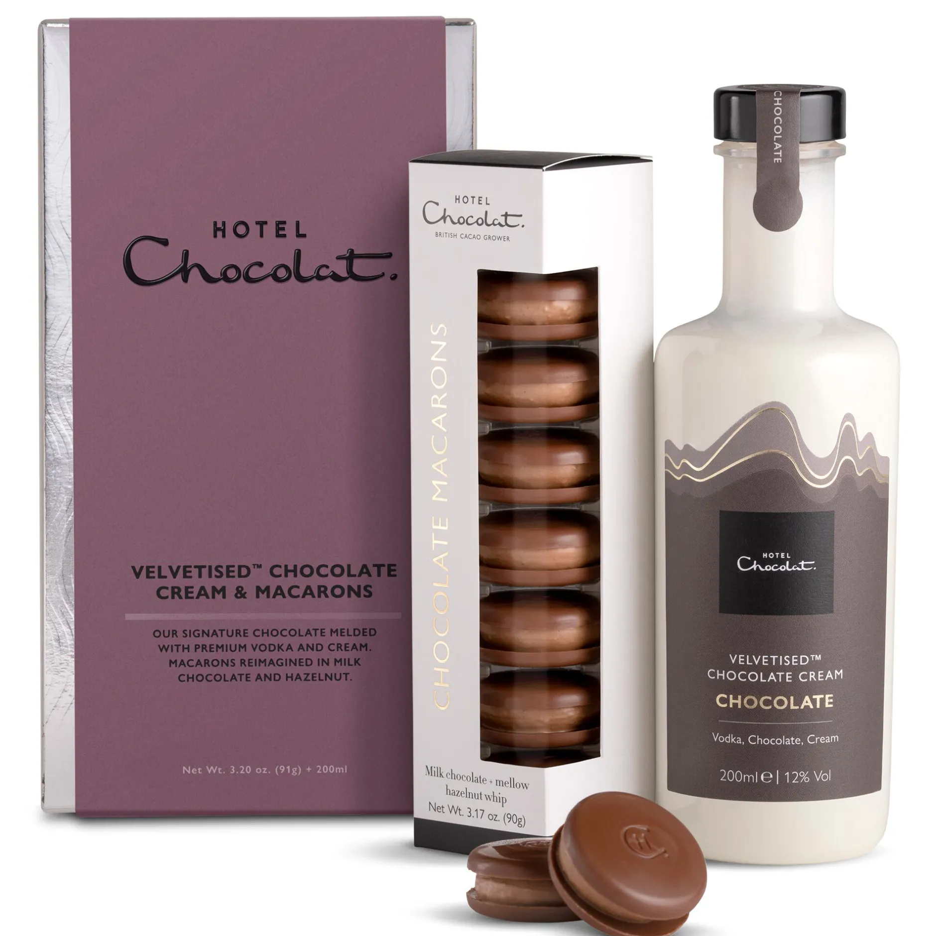 Hotel Chocolat Tipples & Treats: Chocolate Velvetised Cream & Macarons Collection New